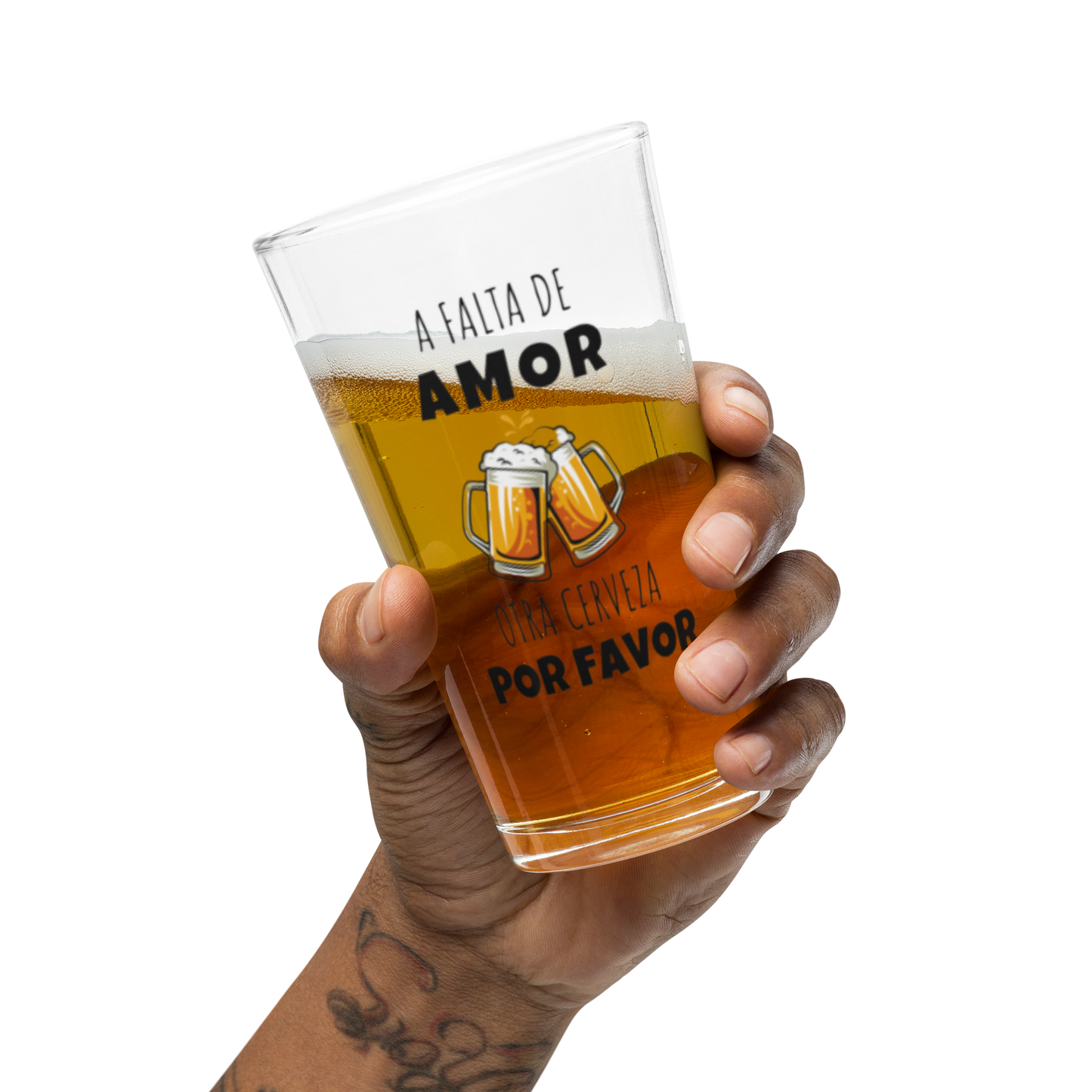 🍺 Vaso “A falta de amor… otra cerveza por favor”