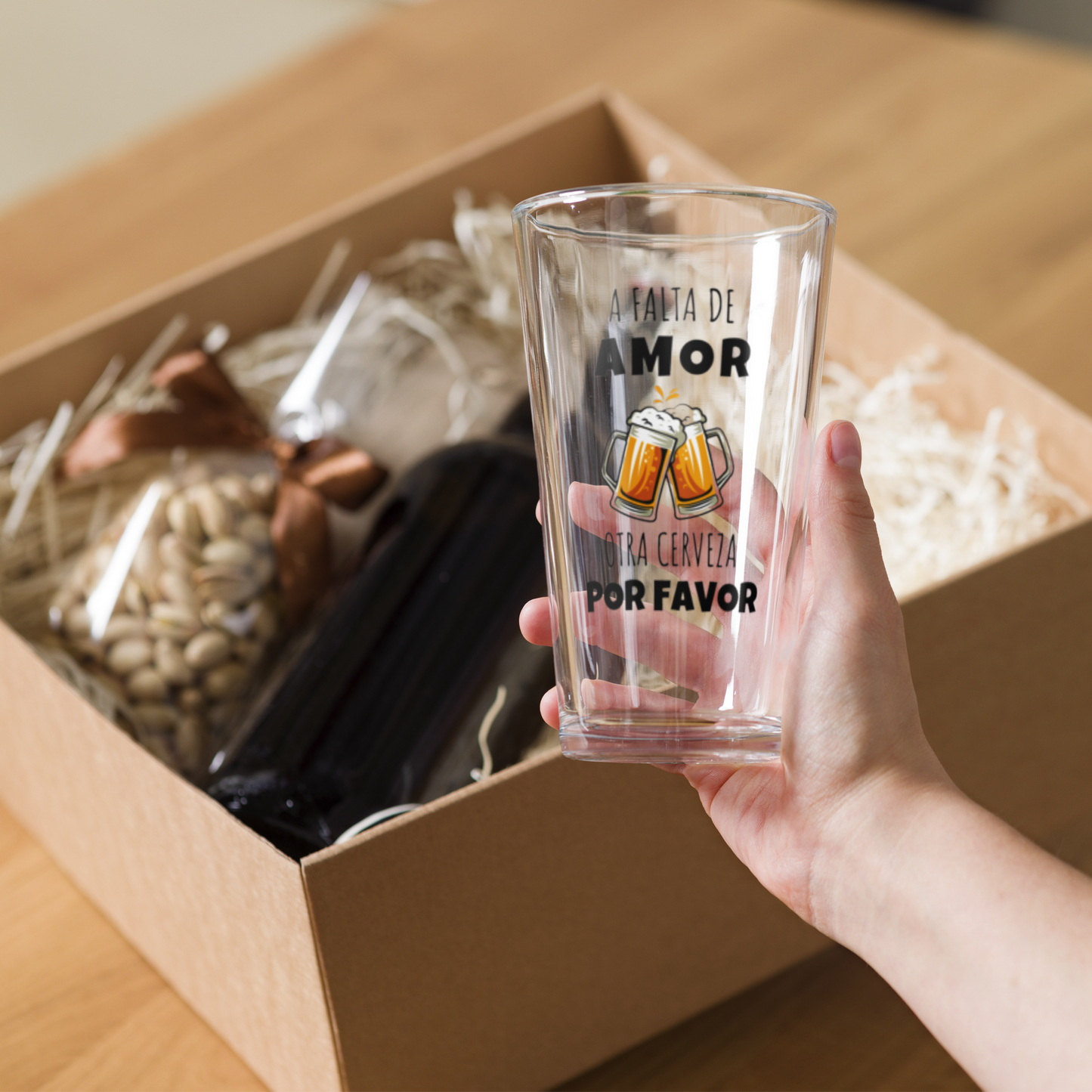 🍺 Vaso “A falta de amor… otra cerveza por favor”
